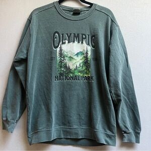 Comfort Colors Olympic National Park Graphic Sweatshirt Green Medium